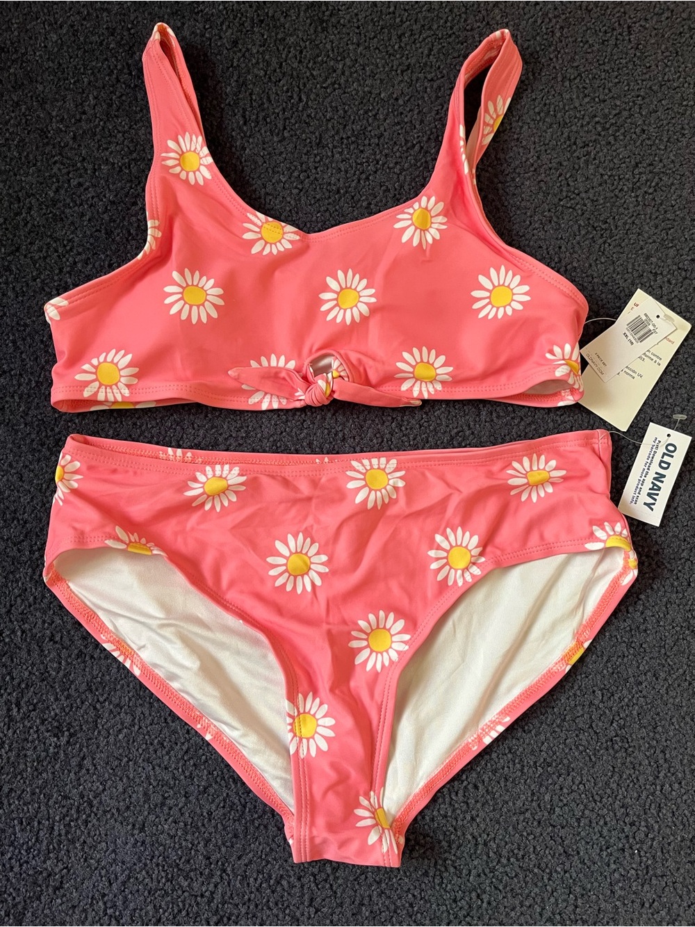 Old Navy Coral Pink Daisy Girls Two-Piece Swimsuit